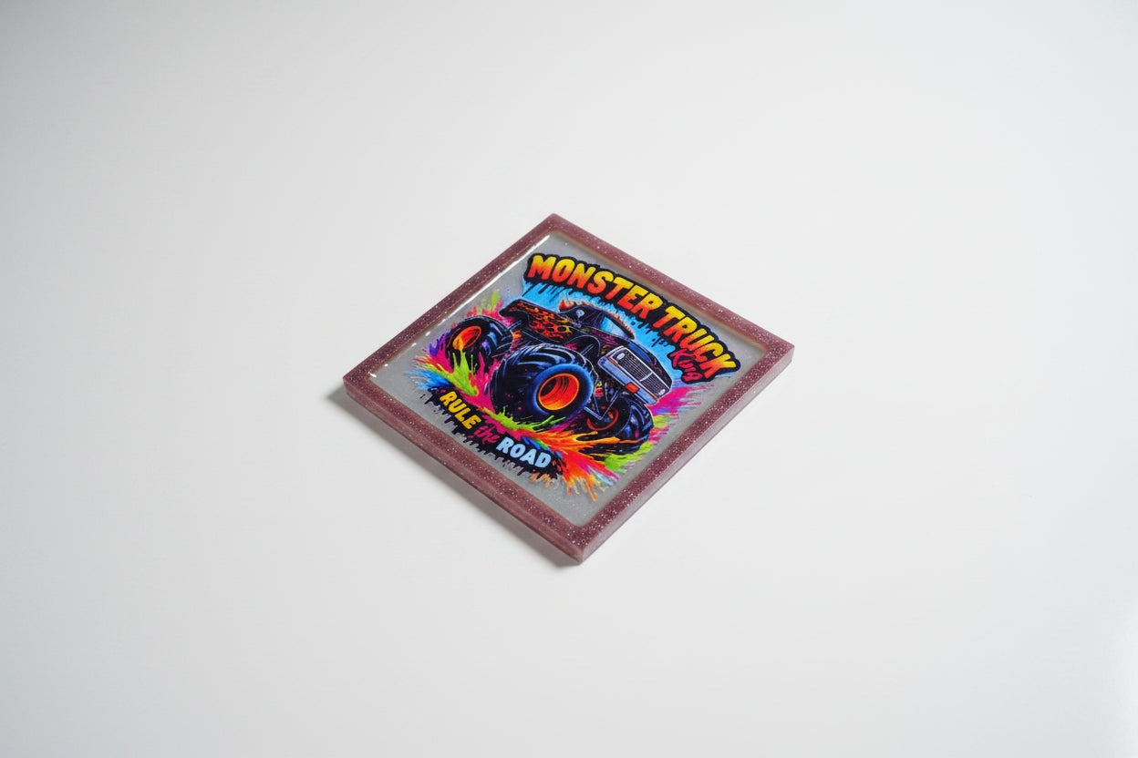 *Handcrafted "Monster Truck King" Resin Art Plaque – Rule the Road Monster Truck Wall Decor | Kids Room & Playroom Art | Crazy Chaotic Crafter*