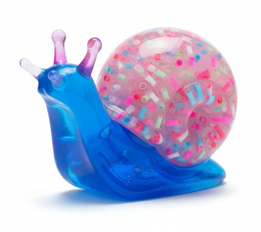 **Handcrafted Blue Multicolor Beaded Resin Snail Figurine - Rainbow "Skittles" Maximalist Decor | Whimsical Artisan Desk Pet by Crazy Chaotic Crafter**