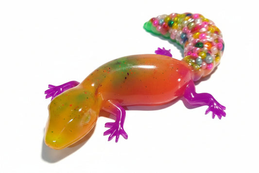 Bright Multi Colored Resin Gecko Lizard