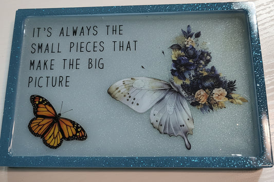 **Handcrafted "Small Pieces" Butterfly Resin Plaque - Inspirational Monarch Wall Art | Shimmering Botanical Decor by Crazy Chaotic Crafter**