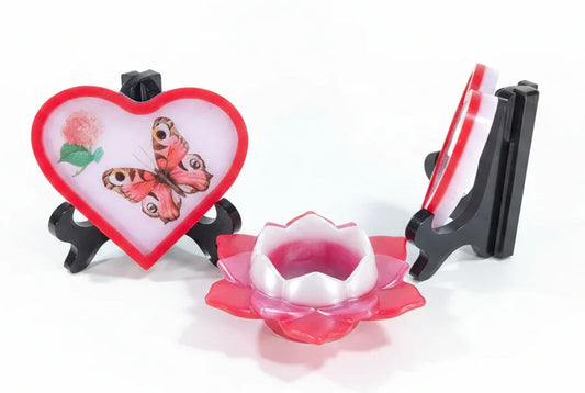 *Handcrafted Crimson Butterfly Heart Plaque & Matching Lotus Trinket Dish – Red Floral Resin Art Set | Bold Nature Lovers Decor | Crazy Chaotic Crafter*