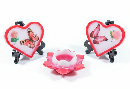 *Handcrafted Crimson Butterfly Heart Plaque & Matching Lotus Trinket Dish – Red Floral Resin Art Set | Bold Nature Lovers Decor | Crazy Chaotic Crafter*