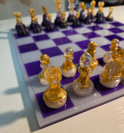 Purple & White Chess Board