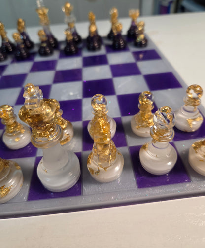 Purple & White Chess Board