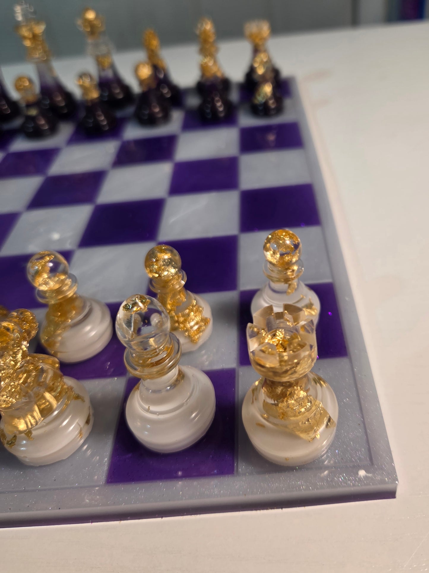Purple & White Chess Board