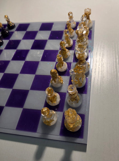 Purple & White Chess Board