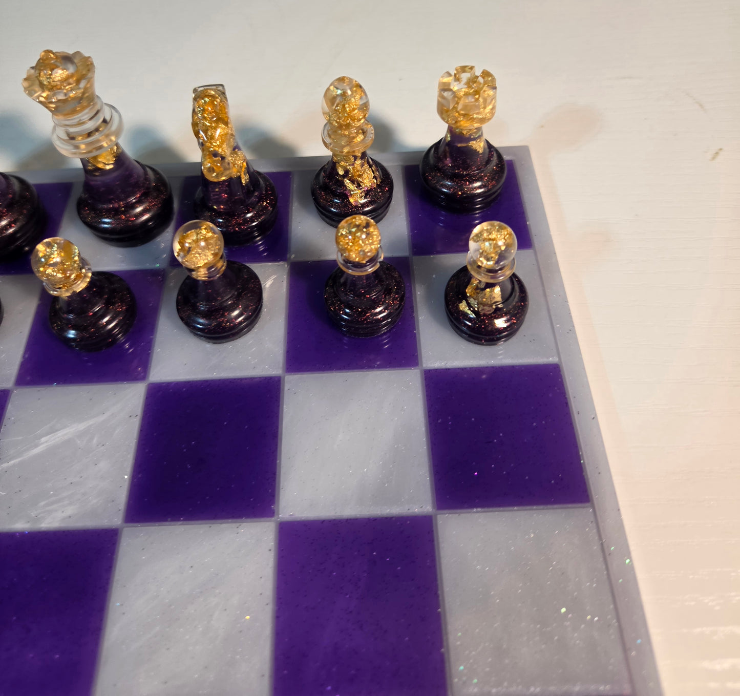 Purple & White Chess Board