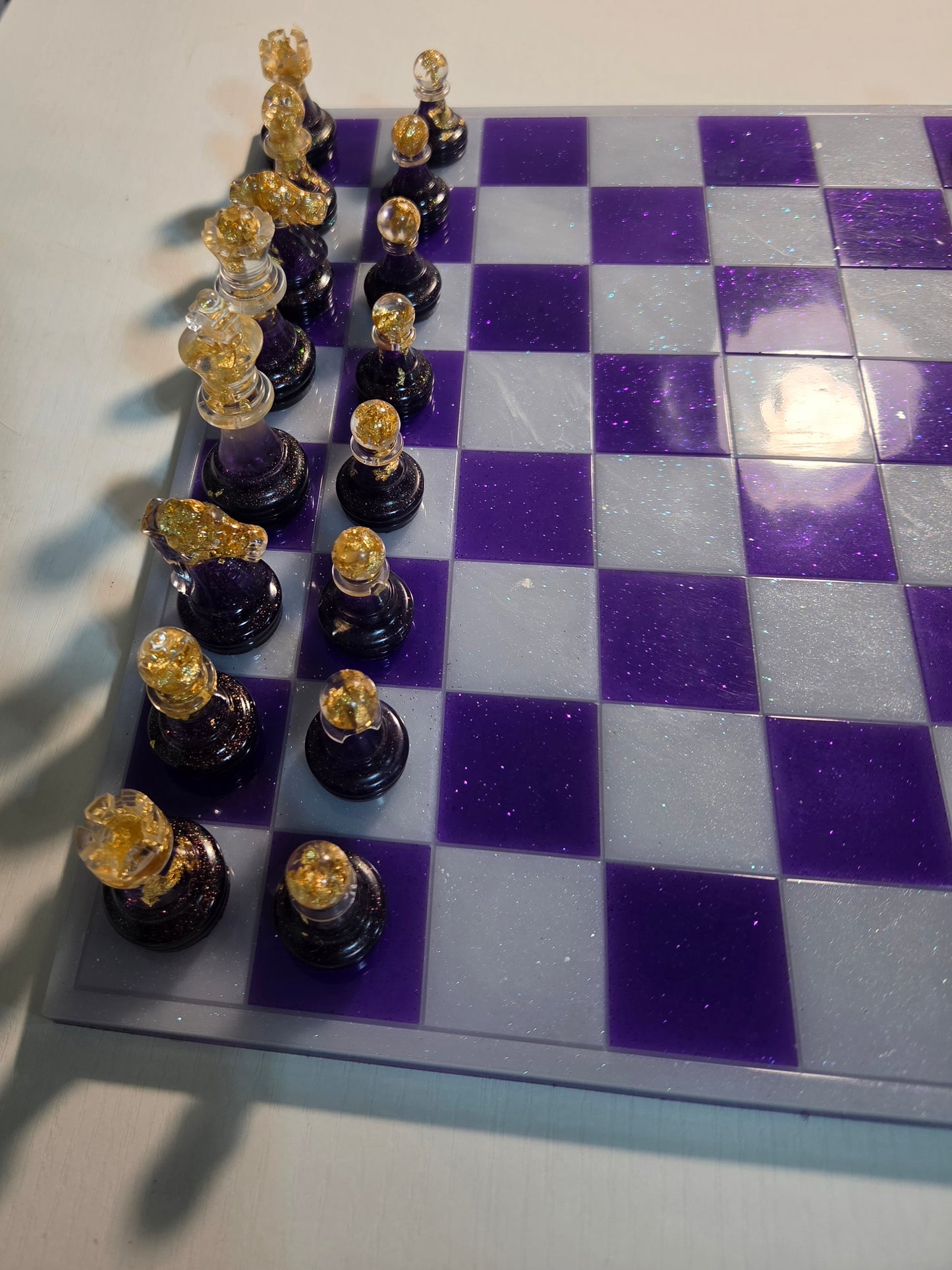 Purple & White Chess Board