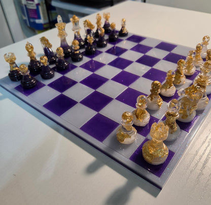 Purple & White Chess Board