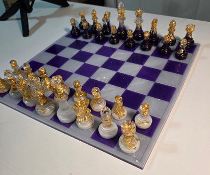 Purple & White Chess Board