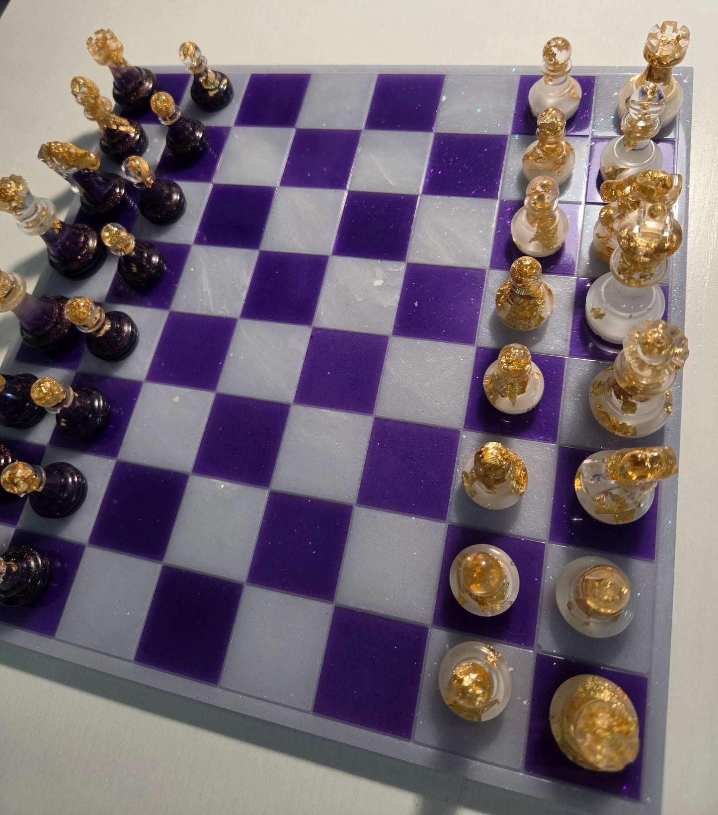 Purple & White Chess Board