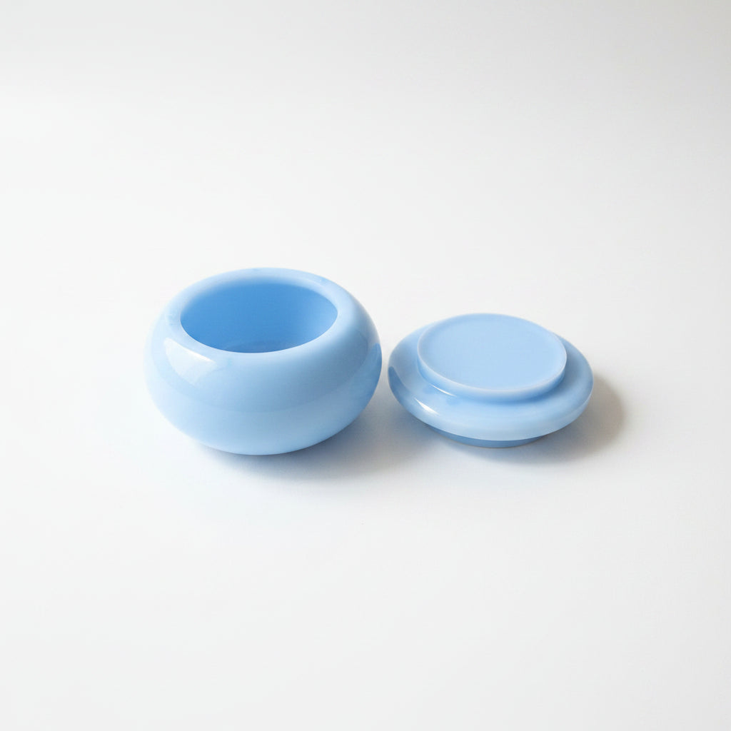 Handcrafted Baby Blue Resin Bubble Jar with Floral Design on Lid