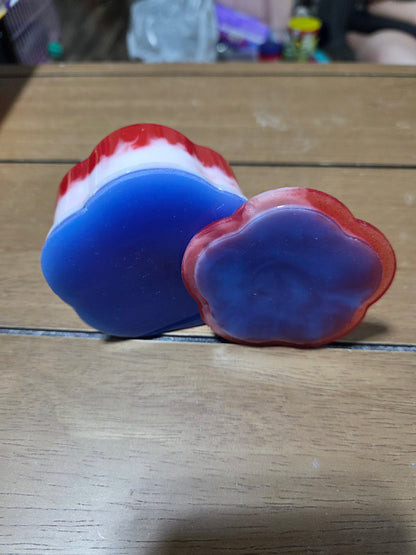 Handcrafted Resin Red White & Blue Flower Shaped Stash Jar