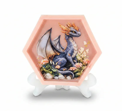 **Handcrafted Black & Amber Dragon Resin Hexagon Plaque - Wildflower Fantasy Art | Crazy Chaotic Crafter**