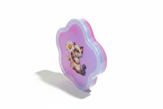 *Handcrafted "Daisy Kitten" Resin Flower Trinket Tray – Cute Siamese Cat Jewelry Dish | Kawaii Coquette Room Decor | Crazy Chaotic Crafter*