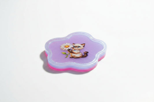 *Handcrafted "Daisy Kitten" Resin Flower Trinket Tray – Cute Siamese Cat Jewelry Dish | Kawaii Coquette Room Decor | Crazy Chaotic Crafter*