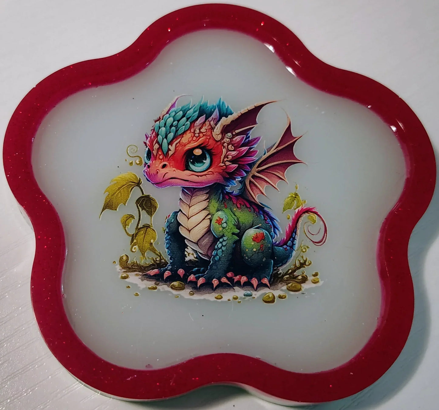 Dragons on Flower Shaped Trays/Wall Art