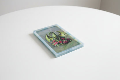 **Handcrafted Green Dragon & Roses Resin Wall Plaque - Fantasy Art Decor Tray | Crazy Chaotic Crafter**