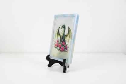 **Handcrafted Green Dragon & Roses Resin Wall Plaque - Fantasy Art Decor Tray | Crazy Chaotic Crafter**
