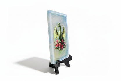**Handcrafted Green Dragon & Roses Resin Wall Plaque - Fantasy Art Decor Tray | Crazy Chaotic Crafter**