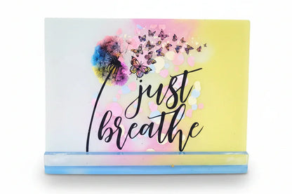 JUST BREATHE Inspirational Desk or Shelf Plaque