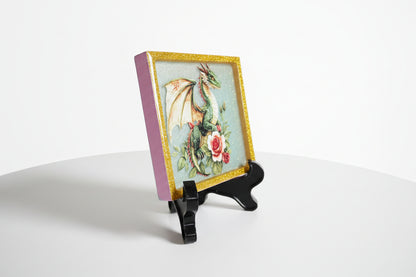 **Handcrafted Green Rose Dragon Resin Plaque - Enchanted Forest Fantasy Decor | Crazy Chaotic Crafter**
