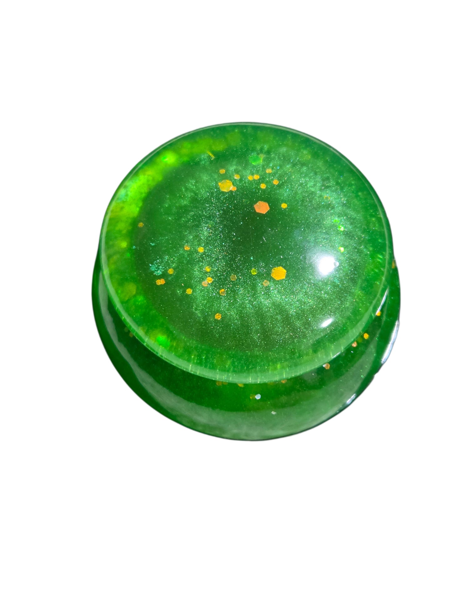 Green with Gold Accent Handcrafted Resin Bubble Jar