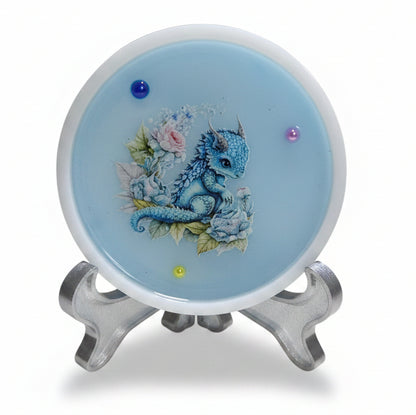 Handcrafted Pastel Beaded Round Dragon Art Displays/Trays