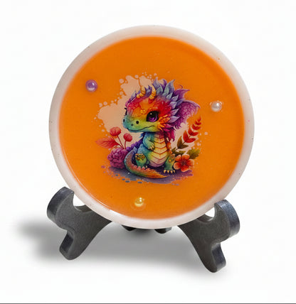 Handcrafted Pastel Beaded Round Dragon Art Displays/Trays