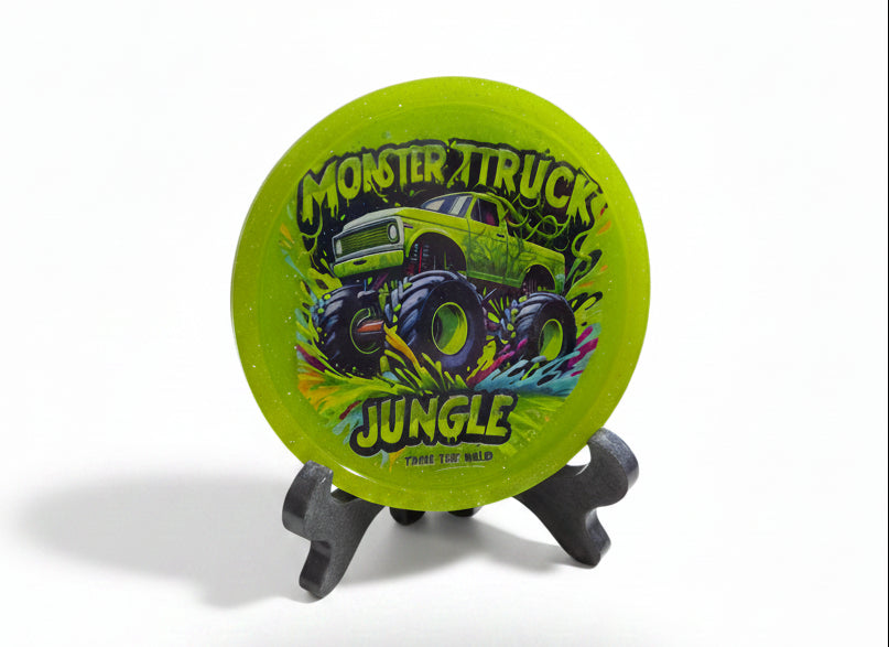 Round Handcrafted Resin Monster Truck Tray/Display