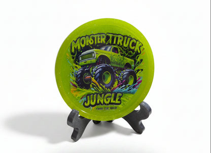 Round Handcrafted Resin Monster Truck Tray/Display