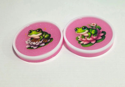 Pink with White Frame Round Frogs