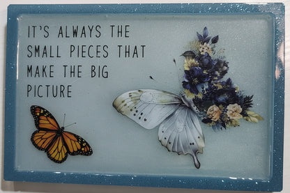 **Handcrafted "Small Pieces" Butterfly Resin Plaque - Inspirational Monarch Wall Art | Shimmering Botanical Decor by Crazy Chaotic Crafter**