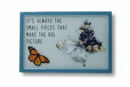 **Handcrafted "Small Pieces" Butterfly Resin Plaque - Inspirational Monarch Wall Art | Shimmering Botanical Decor by Crazy Chaotic Crafter**