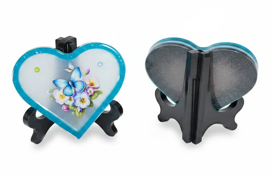 *Handcrafted Butterfly & Pansy Resin Heart Plaque – Blue Butterfly Floral Wall Art | Nature Lovers Gift & Home Decor | Crazy Chaotic Crafter*