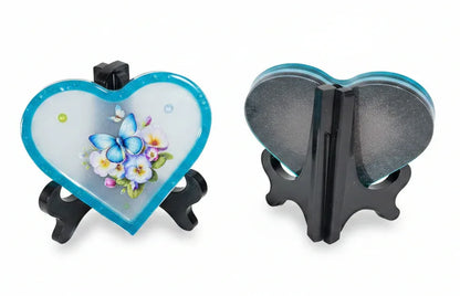 *Handcrafted Butterfly & Pansy Resin Heart Plaque – Blue Butterfly Floral Wall Art | Nature Lovers Gift & Home Decor | Crazy Chaotic Crafter*