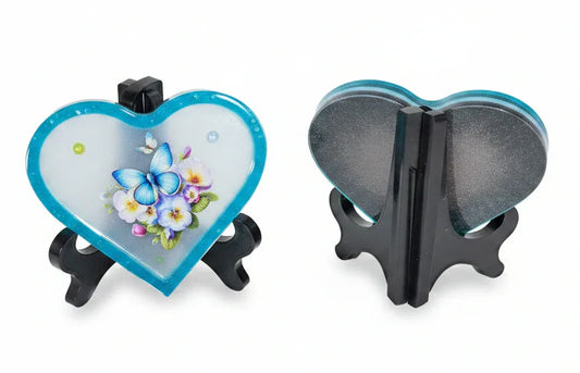 *Handcrafted Butterfly & Pansy Resin Heart Plaque – Blue Butterfly Floral Wall Art | Nature Lovers Gift & Home Decor | Crazy Chaotic Crafter*