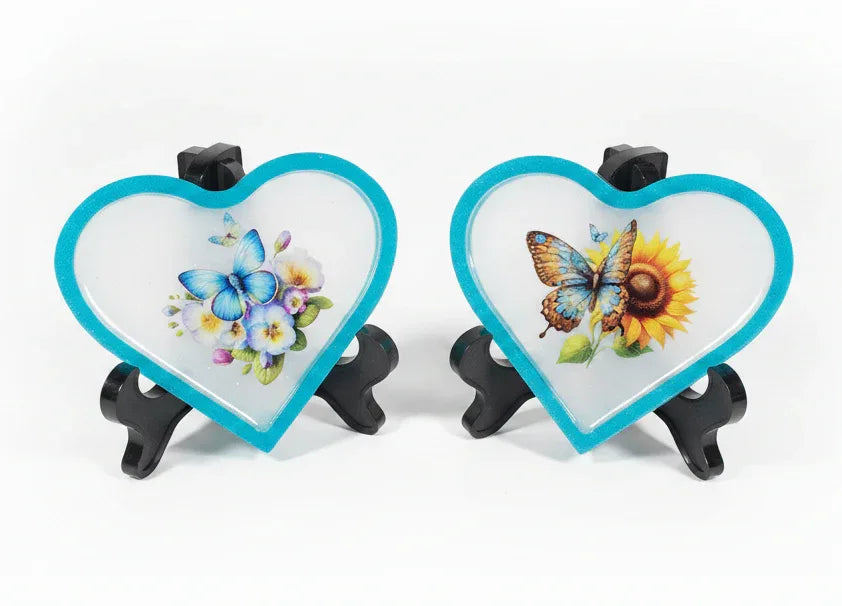 *Handcrafted Butterfly & Pansy Resin Heart Plaque – Blue Butterfly Floral Wall Art | Nature Lovers Gift & Home Decor | Crazy Chaotic Crafter*