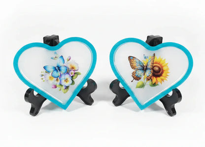 *Handcrafted Butterfly & Pansy Resin Heart Plaque – Blue Butterfly Floral Wall Art | Nature Lovers Gift & Home Decor | Crazy Chaotic Crafter*