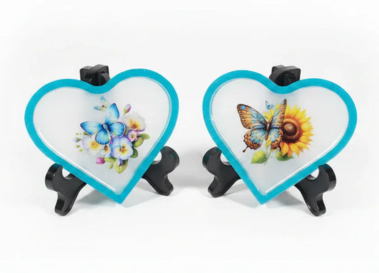 *Handcrafted Butterfly & Pansy Resin Heart Plaque – Blue Butterfly Floral Wall Art | Nature Lovers Gift & Home Decor | Crazy Chaotic Crafter*