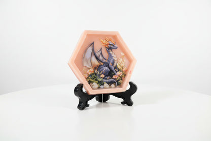 **Handcrafted Black & Amber Dragon Resin Hexagon Plaque - Wildflower Fantasy Art | Crazy Chaotic Crafter**