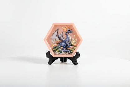 **Handcrafted Black & Amber Dragon Resin Hexagon Plaque - Wildflower Fantasy Art | Crazy Chaotic Crafter**