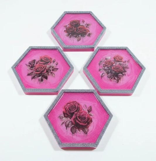 Blood Rose Hexagon Decor Set