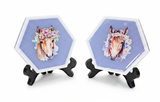 Blue Horse Hexagon Decor Set