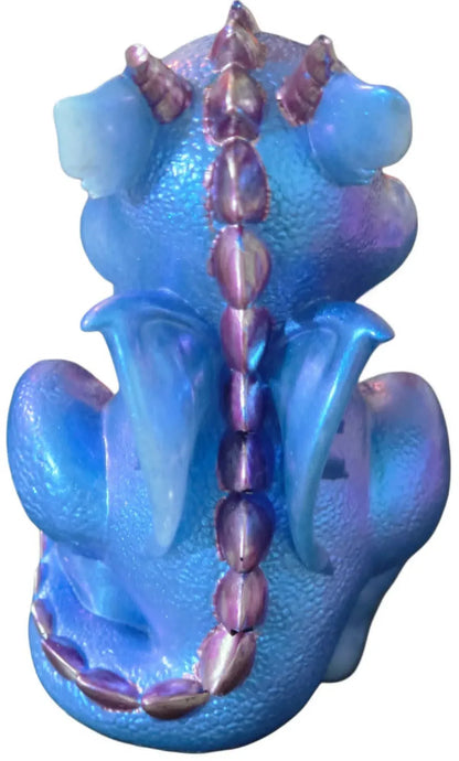 **Handcrafted Iridescent Baby Dragon Figurine Set of 3 - Blue, Teal, Purple | Whimsical Fantasy Decor Bundle by Crazy Chaotic Crafter**