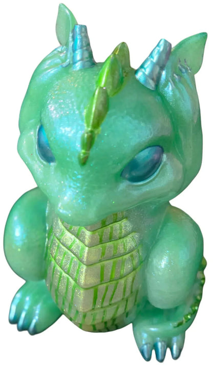 **Handcrafted Iridescent Baby Dragon Figurine Set of 3 - Blue, Teal, Purple | Whimsical Fantasy Decor Bundle by Crazy Chaotic Crafter**