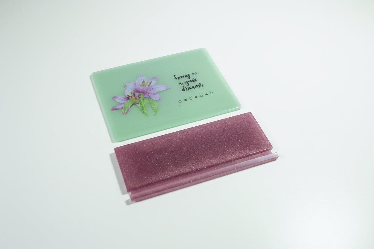 **Handcrafted Floral Lily Resin Plaque - "Hang On To Your Dreams" Inspirational Art | Soft Sage Green Decor by Crazy Chaotic Crafter**