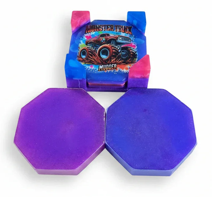 Monster Truck Coaster Set with Holder