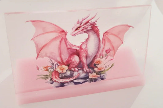 **Handcrafted Pink Botanical Dragon Resin Plaque - Shimmering Fantasy Home Decor | Crazy Chaotic Crafter**
