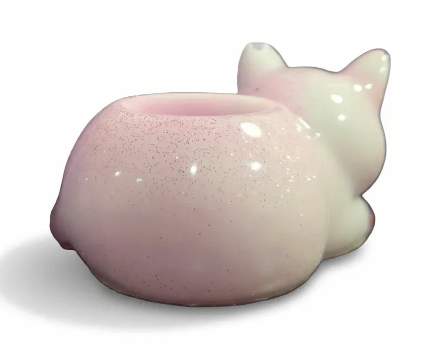 **Handcrafted Shimmering Cat Tealight Holder - Whimsical "Warming Paws" Resin Candle Dish | Gift for Cat Lovers by Crazy Chaotic Crafter**